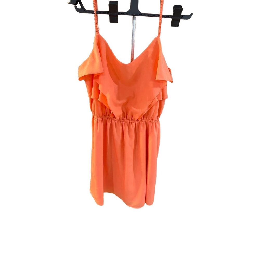 BCBGENERATION Women’s Orange Sleeveless Ruffle Dress Size Small